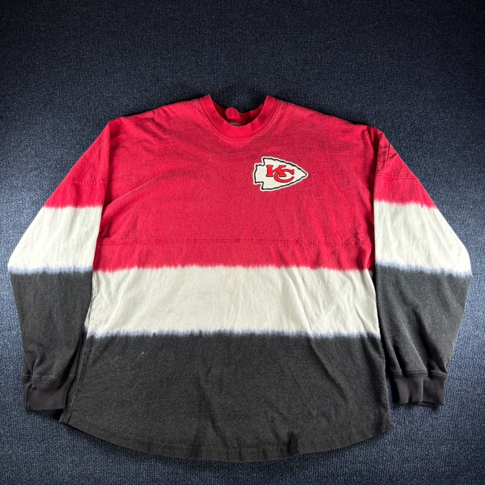 Fanatics Kansas City Chiefs Long Sleeve Spirit Jersey XL Red White Black Dip Dye